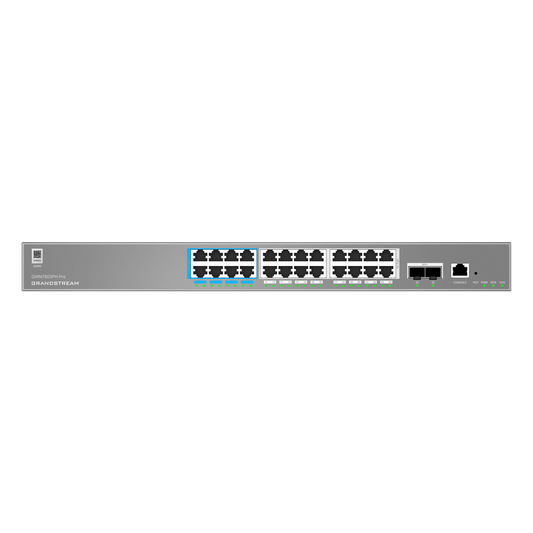 Switch de Red Empresarial L2++ / Serie GWN7800 Pro / 24 Puertos Gigabit PoE 400W / 2 SFP+ / Gestión Cloud GDMS / VLAN 4K / QoS Avanzado / Seguridad Integral
