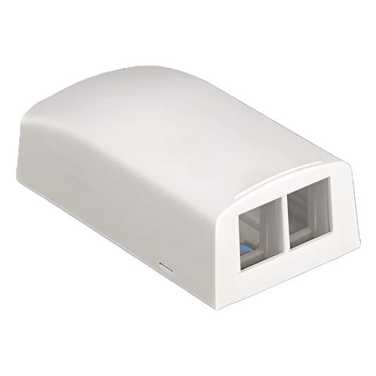Caja de Montaje en Superficie, Para 2 Módulos Keystone, Color Marfil