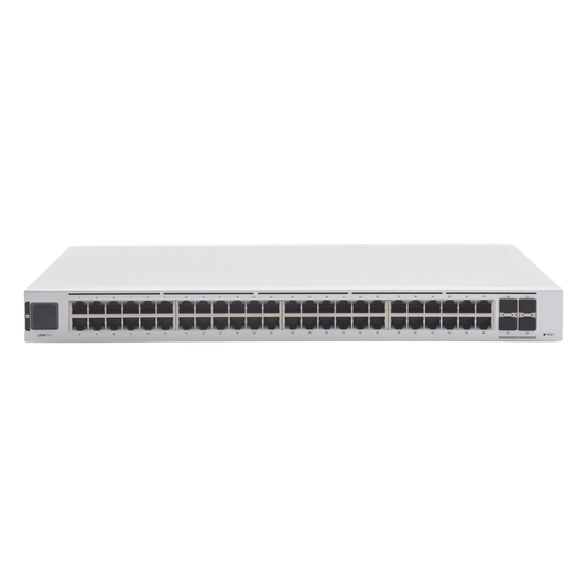 UniFi Switch USW-Pro-48, Capa 3 de 48 puertos Gigabit RJ-45 + 4 puertos 1/10G SFP+, pantalla informativa