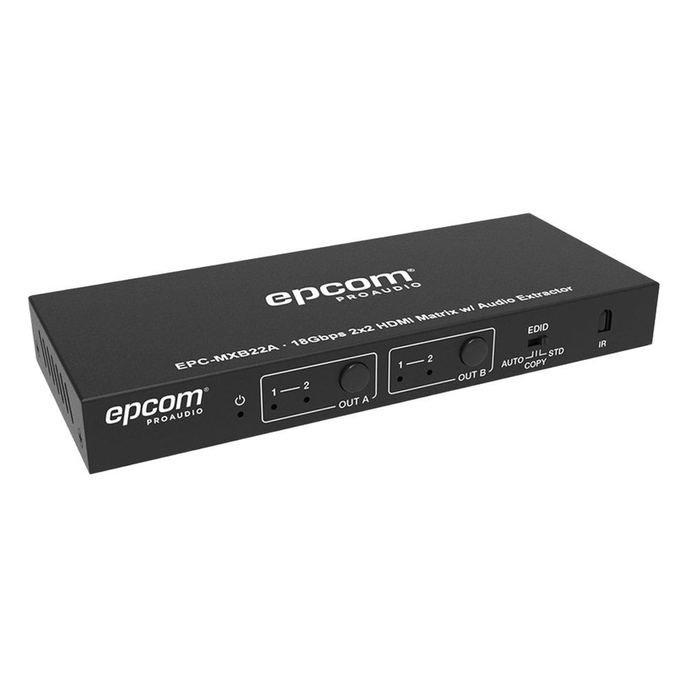 Matricial HDMI | 2x2 | 4K2K@60Hz | HDR | YCbCr 4:4:4 | EDID Auto | Extractor de Audio | Salida de audio análoga y digitalizados | HDCP 2.2 | 18 Gbps