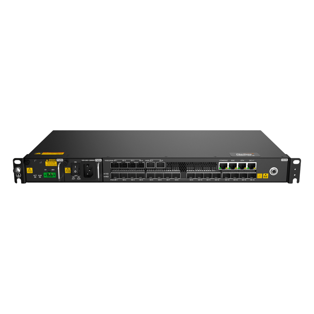 OLT Mini Box / 16 Puertos Agile-PON / 4 x 10GE/25GE + 2 x 10GE Uplink / 2048 ONUs / 1U / Soporte GPON-XG-PON-XGS-PON / Proteccion Tipo B/C / Alimentacion AC-DC Dual / -40 a 55 C