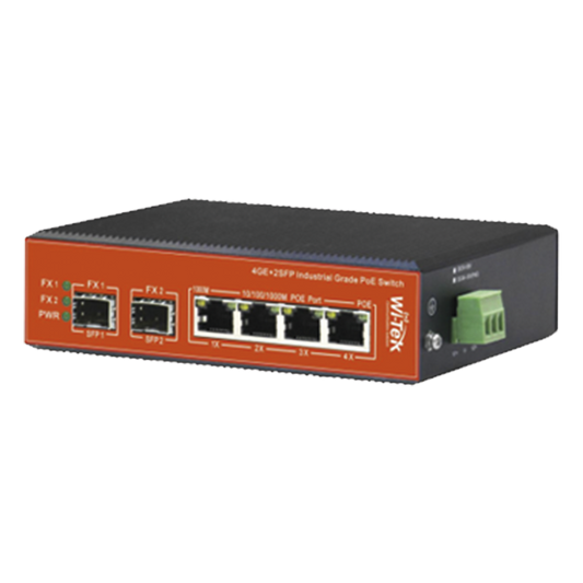 Switch Industrial PoE++ y pasivo de 24V, no administrable con 6 puertos Gigabit + 2 SFP combo