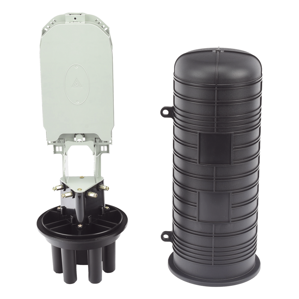 Caja de Distribución de Fibra Óptica Vertical Tipo Domo, 48 Empalmes (Expandible Hasta 96 Empalmes con Charola LP-SCV-48-ST), Exterior, IP68