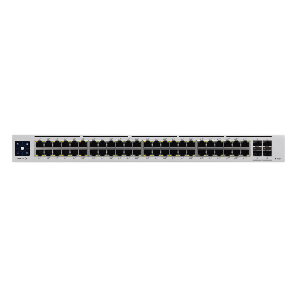 UniFi Switch USW-Pro-48-POE Gen2, Capa 3 de 48 puertos PoE 802.3at/bt + 4 puertos 1/10G SFP+, 600W, pantalla informativa