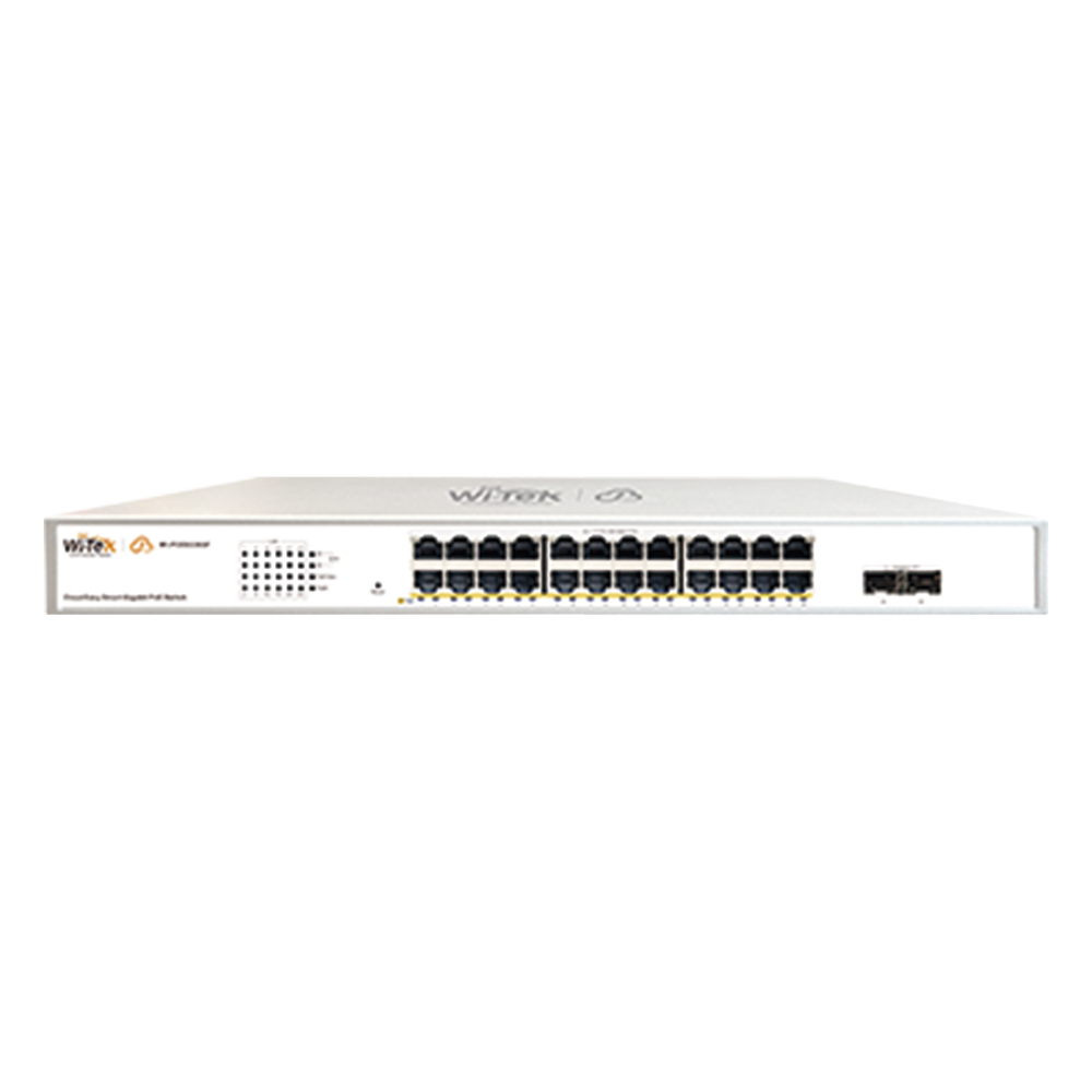 Switch Administrable PoE / 24 puertos PoE af/at Gigabit / 2 x SFP Gigabit / Administración Cloud Gratuita / Presupuesto 370 W