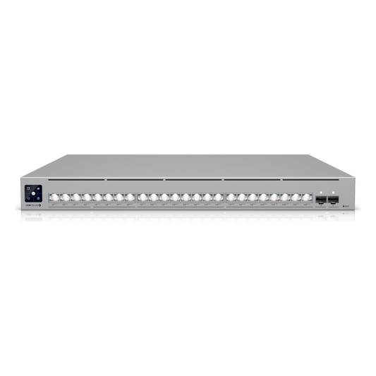UniFi Switch USW-Pro-XG-24-PoE / Capa 3 / 24 puertos PoE+++ (16 × 10 GbE, 8 × 2,5 GbE) + 2 puertos SFP28 25 G / 720 W PoE total
