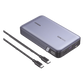 Power Bank de 20000mAh | 3 Salidas 100W Max. | USB-A + 2 USB-C | PD 3.0 | QC3.0 | FCP | SCP | Pantalla Inteligente | Carcasa Ignifuga | Color Gris | Incluye Cable USB de 50cm | Carga tu Laptop de Manera Segura.