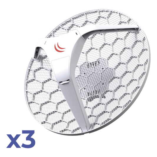 Paquete 3 (LHG 5) Cliente y PtP en 5 GHz 802.11 a/n, Antena Integrada de 24.5dBi, Hasta 316mW de Potencia.