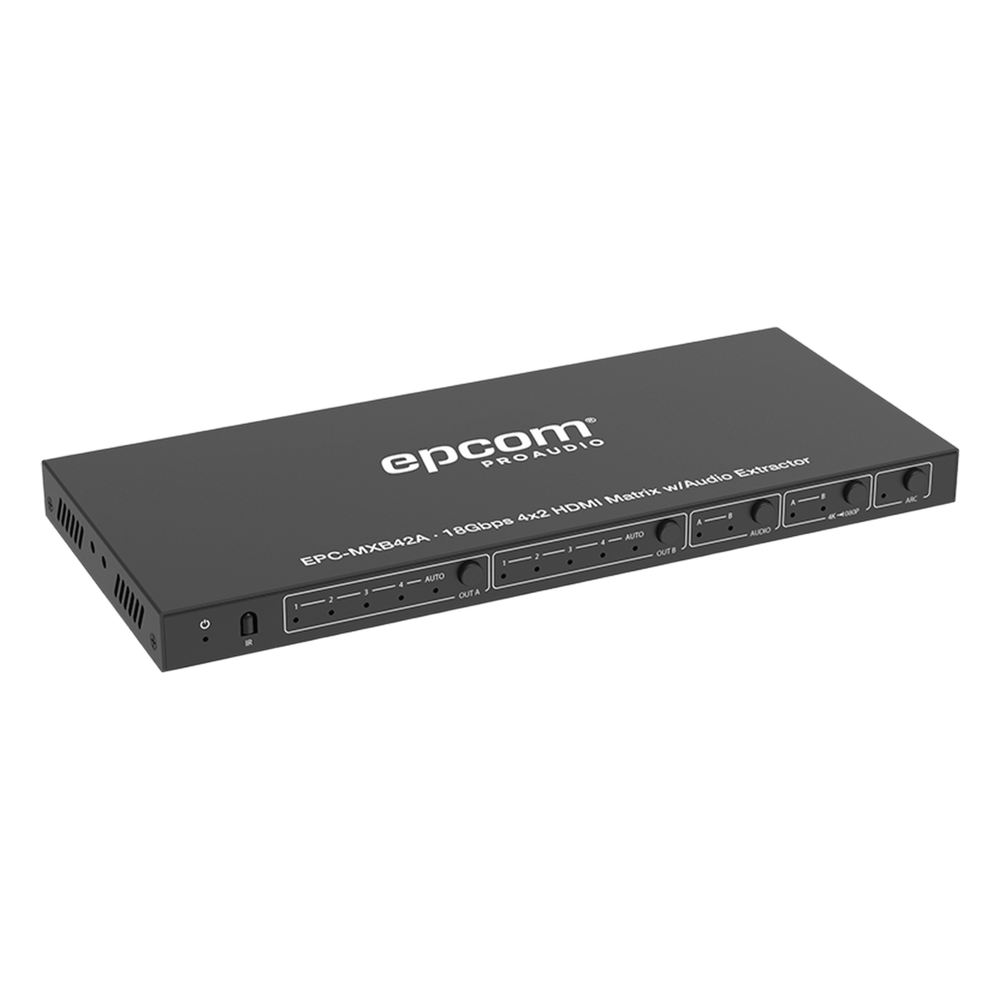 Matricial HDMI | 4x2 | 4K2K@60Hz | HDR | YCbCr 4:4:4 | EDID Auto | Extractor de Audio | Salida de audio análoga y digitalizados | HDCP 2.2 | 18 Gbps