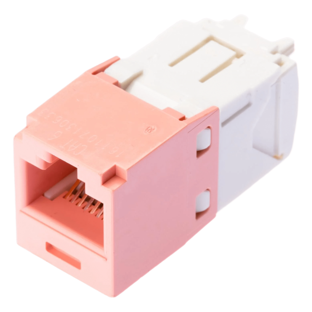 Conector Jack RJ45 Estilo TG, Mini-Com, Categoría 6, de 8 Posiciones y 8 Cables, Color Rosa