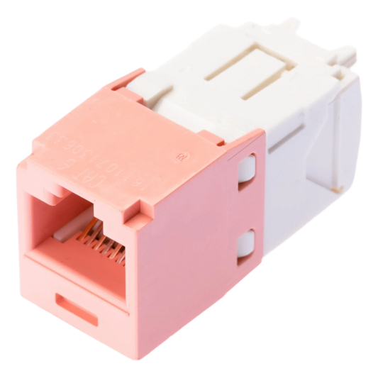 Conector Jack RJ45 Estilo TG, Mini-Com, Categoría 6, de 8 Posiciones y 8 Cables, Color Rosa