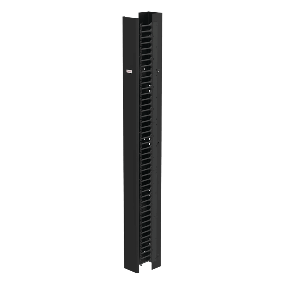 Organizador Vertical de Cableado CableTek-EC / 45U / Una Cara / Acero 1.9 mm / 6 in Ancho / 9 in Profundidad / Negro RAL 9005 / Montaje Universal 4 Postes / Cat 5e/6/6A/Fibra