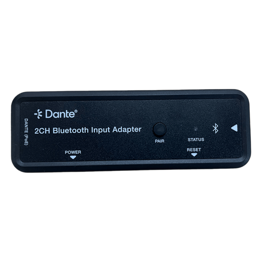 Extensor de Audio Dante® 2CH Bluetooth Input Adapter | Entrada Bluetooth 2 Canales | Salida Dante® Digital | Latencia Configurable 1-5 ms | Compatible HDMI 1.4 | HDCP 1.4 | PoE IEEE802.3af | Distancia de Transmisión 100 m