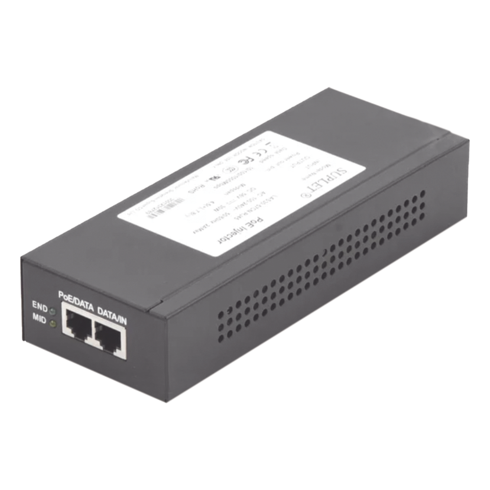 Inyector Super Hi-PoE / 56 Vcc / 60 Watts / Para Domos HIKVISION PTZ / IP (-AE / DE) / Soporta 802.3 af / at / Para Aplicaciones de CCTV