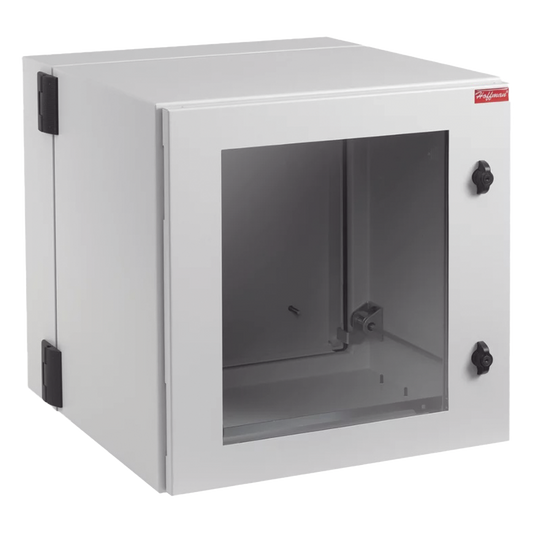 Gabinete Industrial ProTek de 12 UR Puerta con Ventana, Protección NEMA Tipo 12; IP55; IK10, Abatible, Fabricado en Acero, Color Gris Claro