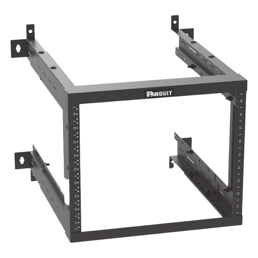 Rack PanZone® de Montaje en Pared, de 19in, Profundidad Ajustable, Rieles Numerados y Roscados #12-24, 9 UR, Color Negro