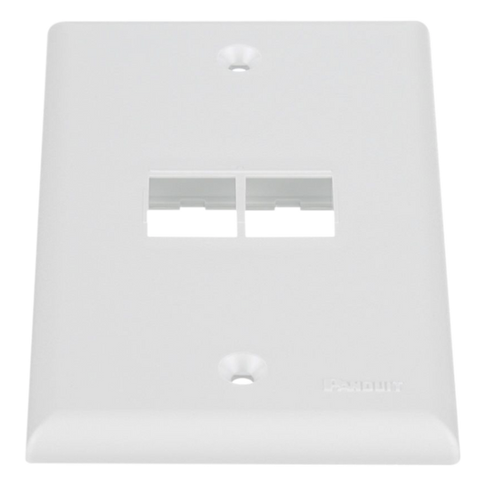 Placa de Pared Vertical, Salida Para 2 Puertos Keystone, Color Blanco