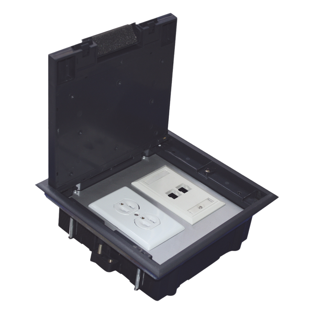 Caja de Piso para Dos Módulos Universales (Socket M2), para Alimentación Eléctrica y Redes de Datos (11000-33401) No Incluye Faceplates