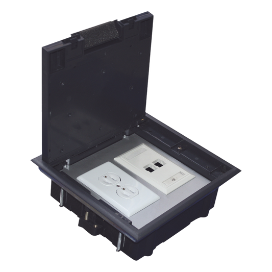 Caja de Piso para Dos Módulos Universales (Socket M2), para Alimentación Eléctrica y Redes de Datos (11000-33401) No Incluye Faceplates