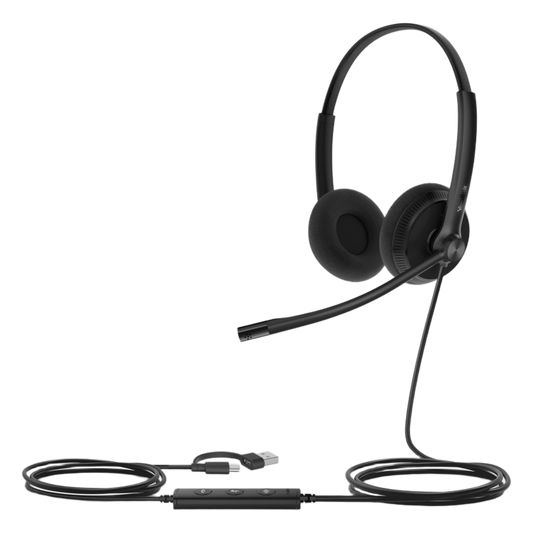 Diadema Cableada Yealink UH34 Lite Dual USB-C/A con Almohadillas de Espuma y Certificación Microsoft Teams / UC