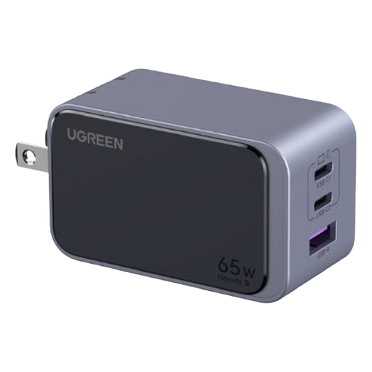 Cargador de 65W serie Nexode S | 3 Puertos de Carga Rápida | 2 USB-C | 1 USB-A | Tecnología GaN II | PD3.0 | QC4.0 | FCP/SCP/AFC/PPS/PPS2.0 | Tecnología de Protección Térmica | Optimiza la Carga | Carcasa Ignifuga.