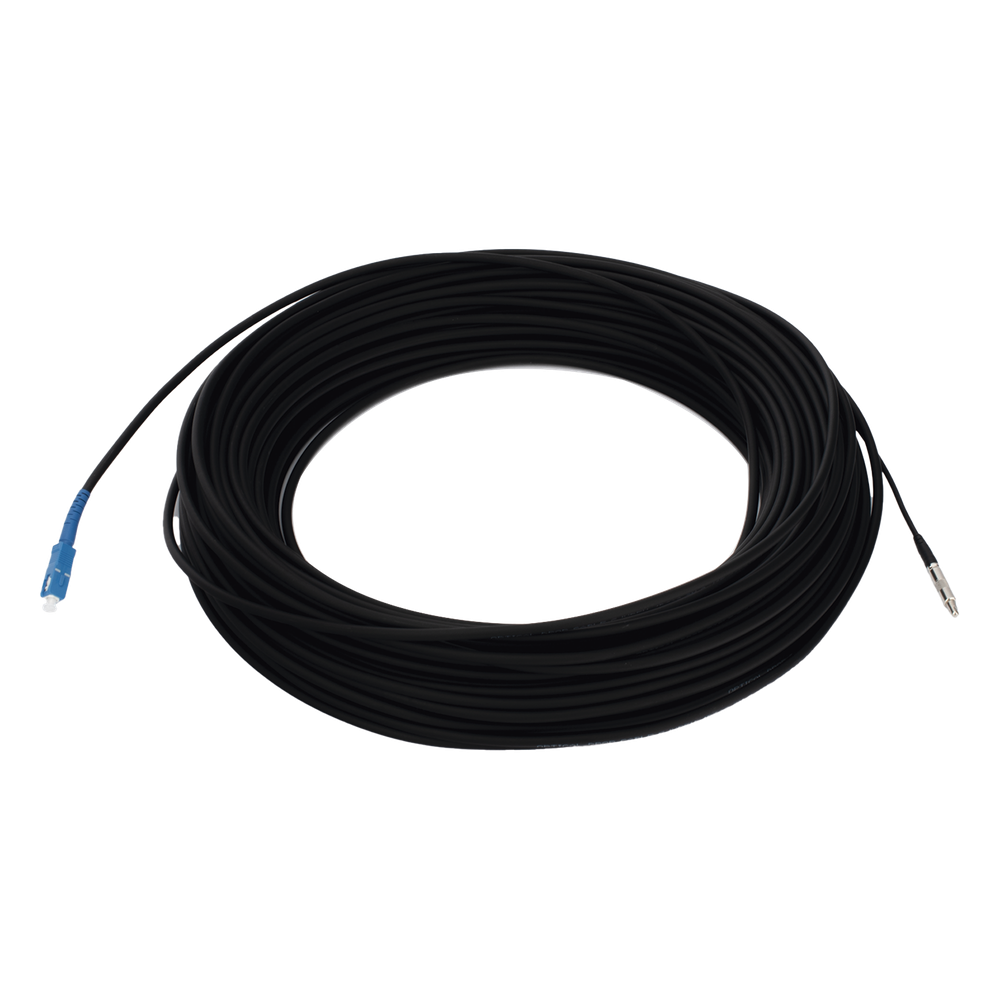 Rollo de Fibra Óptica Drop Redonda G657A2 Monomodo Simplex de 100 Metros (328.08 Pies) con Conectores SC/UPC-SC/UPC para Instalaciones Aéreas, Subterráneas o a la Intemperie