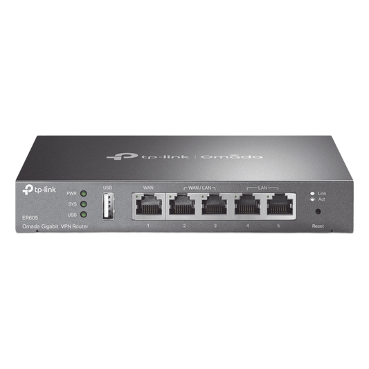 Router Omada VPN / SDN Multi-WAN Gigabit / 1 Puerto WAN Gigabit / 2 Puertos LAN Gigabit / 2 Puertos configurables LAN/WAN / 150,000 Sesiones Concurrentes / Administración Centralizada OMADA o Stand-Alone / 1 Puerto USB 2.0