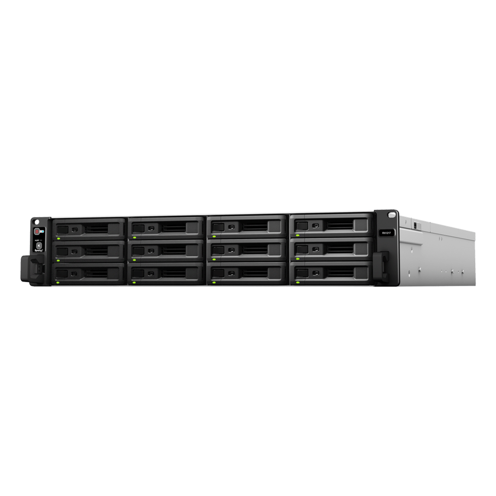 Unidad de Expansión Synology RX1217/RX1217RP | 12 Bahías de Disco | Compatible con SATA 3.5” y 2.5” | Expansión de Volumen en Línea | Fuentes de Alimentación Redundantes (RX1217RP) | Administración con