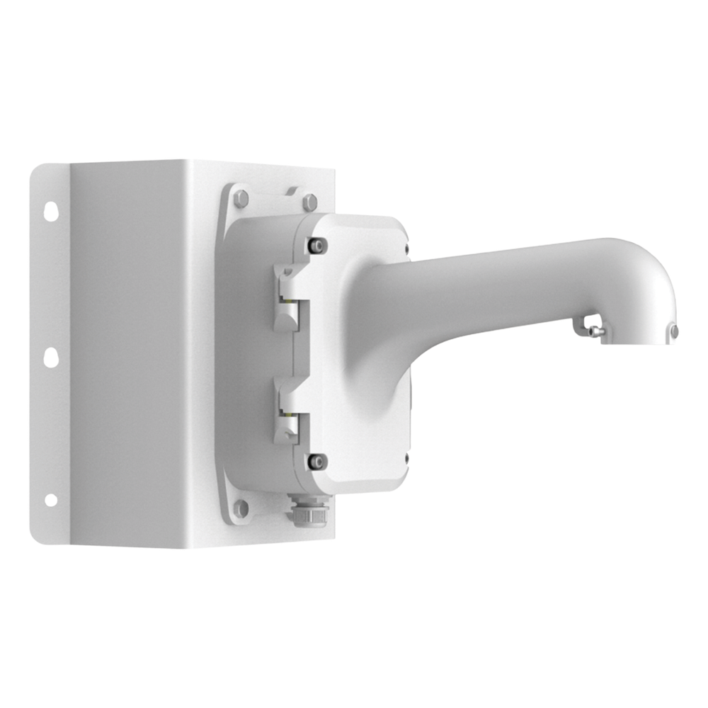 Montaje de Esquina con Caja de Conexión para Domos PTZ epcom y HIKVISION / Fabricado con Aleación de Aluminio y Acero