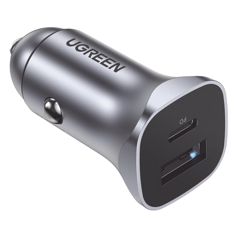Cargador de Auto 24W | Puerto USB-A y USB-C | Carga Rápida | Compatible con Vehículos de 12 y 24 VCD | PD3.0 + QC3.0 | Indicador Led | Diseño Compacto | Chip Inteligente | Caja de Aluminio