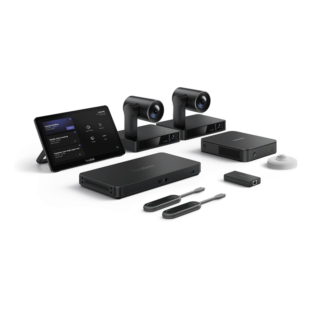 Sistema de Videoconferencia Yealink MVCS90 para Microsoft Teams Rooms ideal para Salas Grandes con Seguimiento Inteligente y Audio Profesional.
