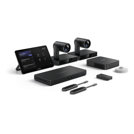 Sistema de Videoconferencia Yealink MVCS90 para Microsoft Teams Rooms ideal para Salas Grandes con Seguimiento Inteligente y Audio Profesional.