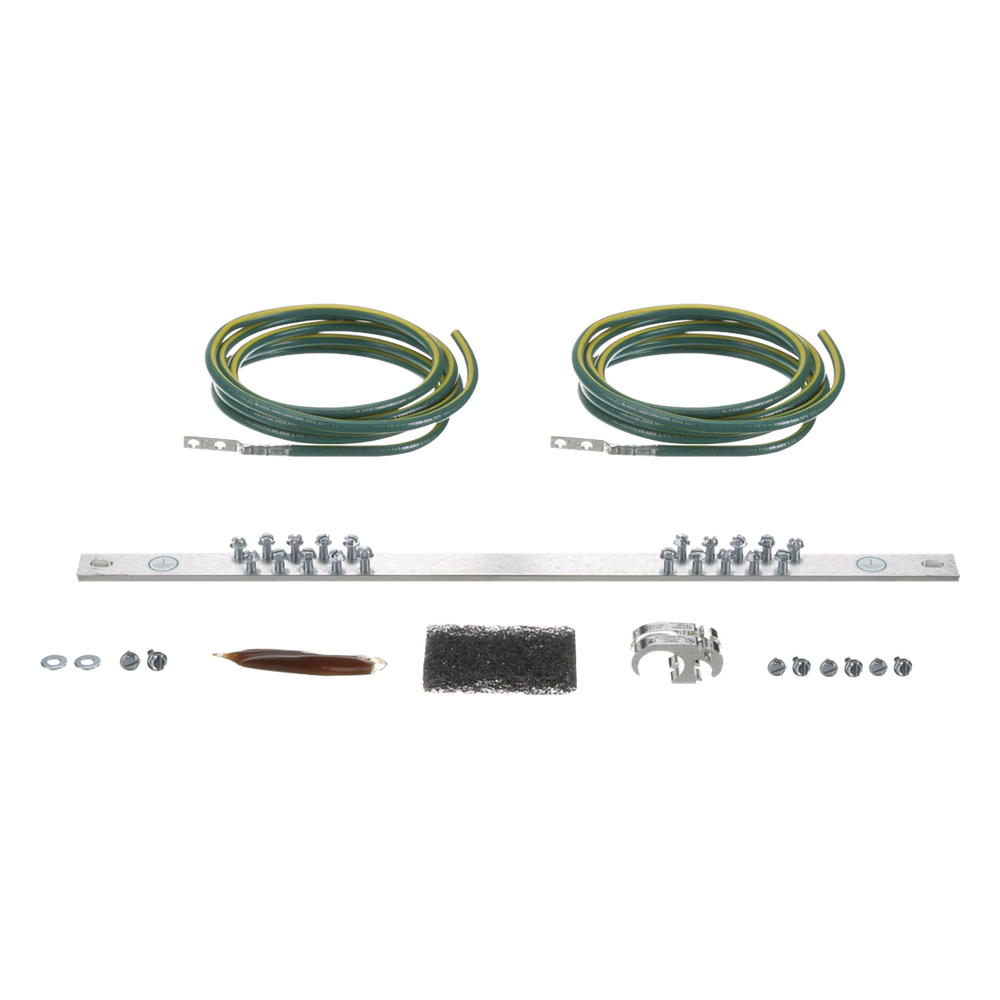 Kit de Puesta a Tierra con dos Jumpers 6 AWG y Barra de Conexiones de 20 Orificios, para Rack de 19in