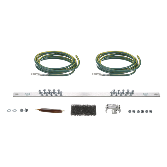 Kit de Puesta a Tierra con dos Jumpers 6 AWG y Barra de Conexiones de 20 Orificios, para Rack de 19in