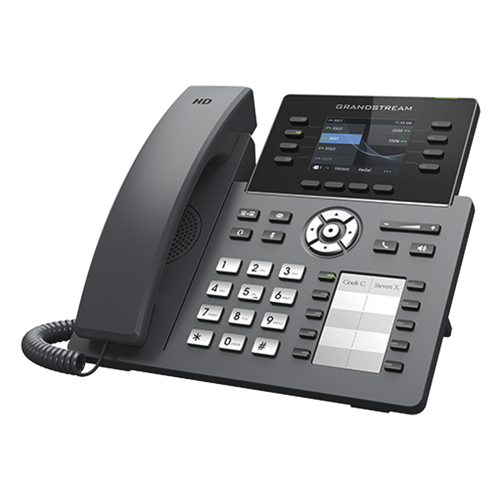 Teléfono IP Wi-Fi, Grado Operador, 8 líneas SIP con 4 cuentas, pantalla a color 2.8", puertos Gigabit, Bluetooth, PoE, codec Opus, IPV4/IPV6 con gestión en la nube GDMS