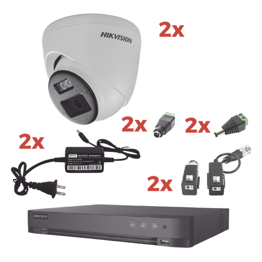 Kit Audio Bidireccional TurboHD 1080p / DVR 4 Canales / 2 Cámaras Eyeball (Exterior) con Bocina y Microfóno Integrado / 2 Fuentes de Poder / Accesorios