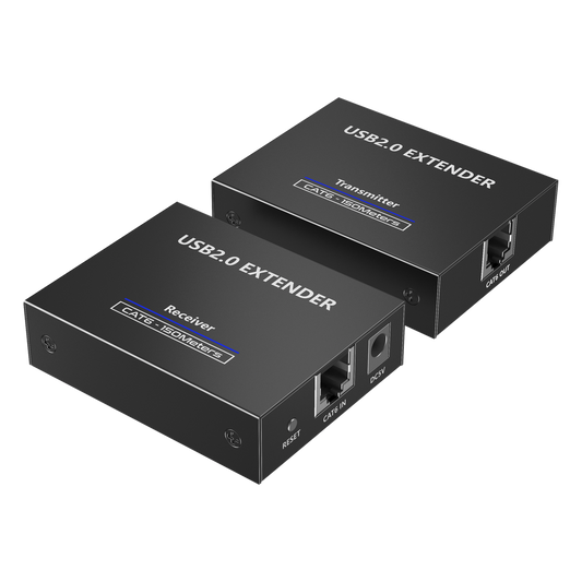 Kit EXTENSOR USB 2.0 de 4 Puertos para Distancias de Hasta  150 m | Soporta USB 2.0, USB 1.1 y USB 1.0 | UTP Cat 5e/6/6a/7 | Soporta Switch Gigabit | Ideal para Cámaras WEB, Impresoras, Escáner, Memorias, Mouse, etc.