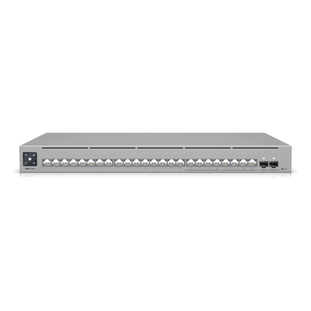 UniFi Switch Pro Max 24 – Switch Capa 3 con 24 Puertos (8 × 2.5 GbE y 16 × 1 GbE), 2 Puertos SFP+ 10G y Pantalla Informativa Integrada