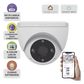 Domo IP 3 Megapíxel (2K) / Wi-Fi / Sirena y Estrobo /Audio de Dos Vías / Detección Humana y Vehiculo / Notificación Push / Audios Personalizables / Ranura Para Memoria hasta 512GB / Uso en Exterior IP67