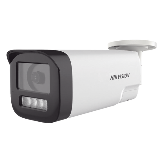 [Audio Bidireccional + Dual Light + ColorVu] Bala TURBOHD 4K (8 Megapixel) / Lente 3.6 mm / 80 mts IR EXIR + 80 mts Luz Blanca / Micrófono y Bocina Integrado / Exterior IP67 / Metal / dWDR