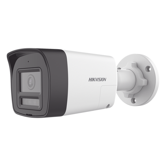 [Audio Bidireccional + Dual Light + ColorVu] Bala TURBOHD 3K  (5 Megapixel) / Lente 2.8 mm Angulo de vision 112° / 30 mts IR EXIR + 20 mts Luz Blanca / Micrófono y Bocina Integrado / Exterior IP67 / Metal / dWDR