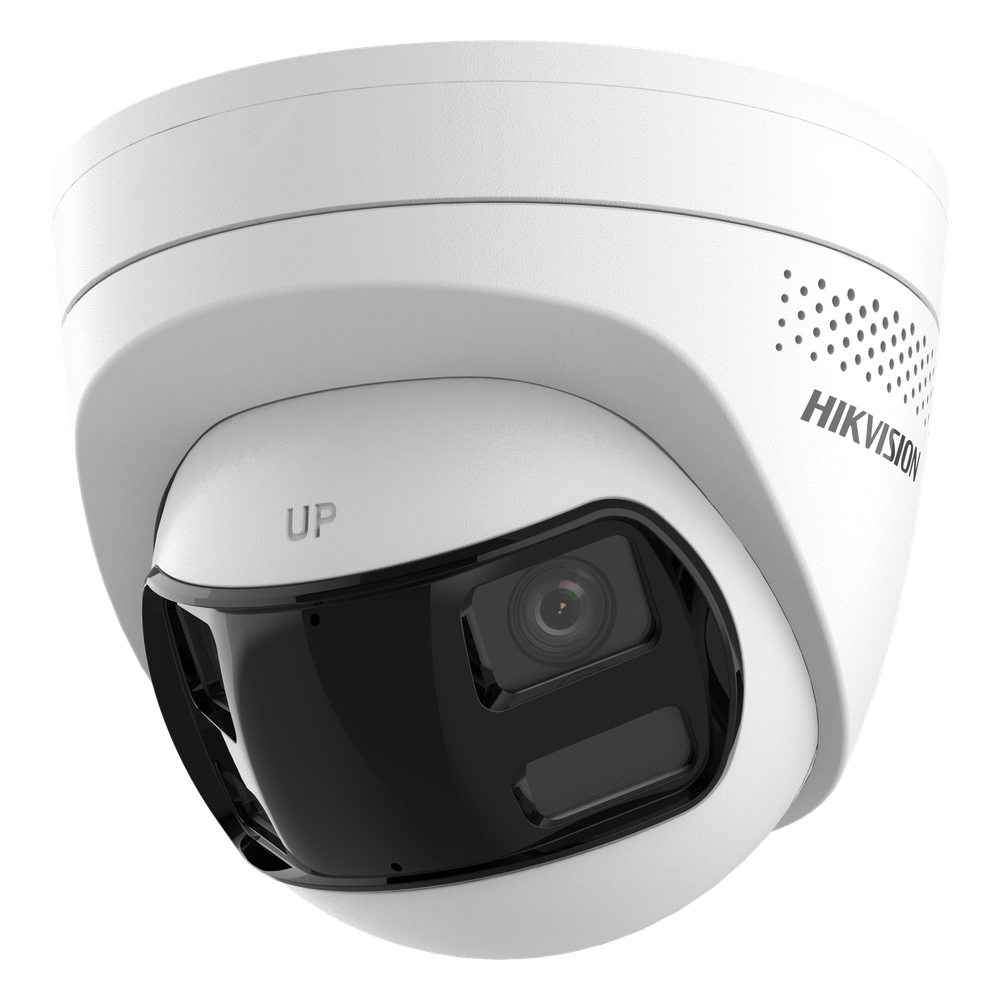 [PROTECCIÓN ACTIVA] Turret IP 6Megapixel / 2 Lentes de 2.8 mm (Imagen Panorámica 180°) / 30 mts IR / Exterior IP67 / Luz Intermitente y Alerta de Audio / Audio Bidireccional / ACUSENSE / WDR 120 dB / Micro SD