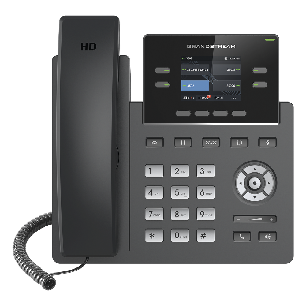 Teléfono IP Grado Operador, 4 líneas SIP con 2 cuentas, pantalla a color 2.4", codec Opus, IPV4/IPV6 con gestión en la nube GDMS