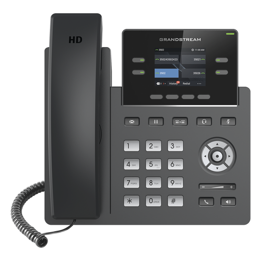 Teléfono IP Grado Operador, 4 líneas SIP con 2 cuentas, pantalla a color 2.4", codec Opus, IPV4/IPV6 con gestión en la nube GDMS
