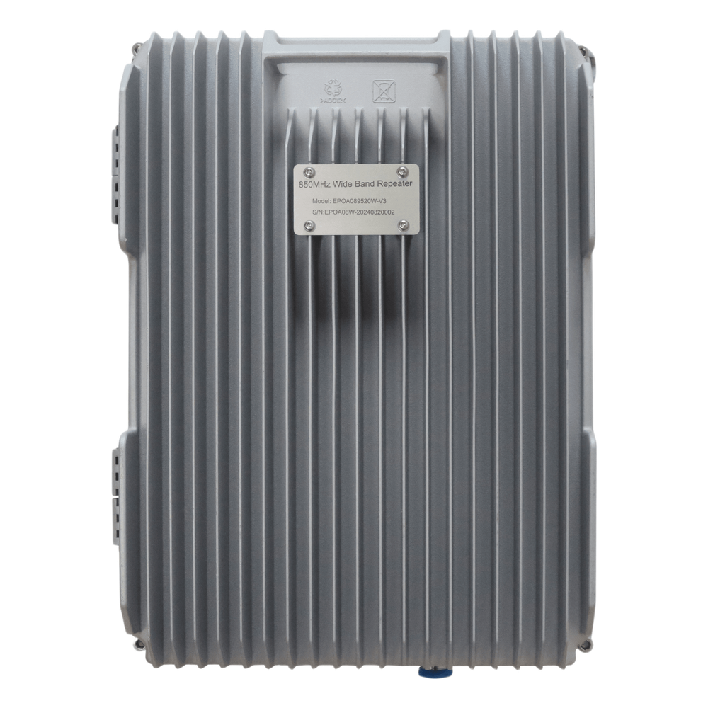 COBERTURA DE HASTA 5 km / Amplificador de Señal Celular / Banda 5, 850 MHz / 20 Watts de Potencia / Banda Ancha Multioperador / Protección Autoexcitación / Monitoreo USB / Gabinete IP65.