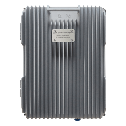 COBERTURA DE HASTA 5 km / Amplificador de Señal Celular / Banda 5, 850 MHz / 20 Watts de Potencia / Banda Ancha Multioperador / Protección Autoexcitación / Monitoreo USB / Gabinete IP65.