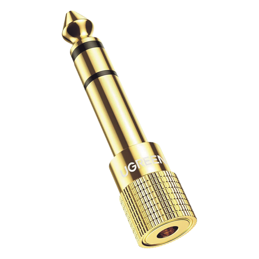 Adaptador (Convertidor) de Audio 3.5mm Hembra a 6.5mm Macho / Plug & Play / Superficie de Rosca Antideslizante / Calidad de sonido sin pérdidas