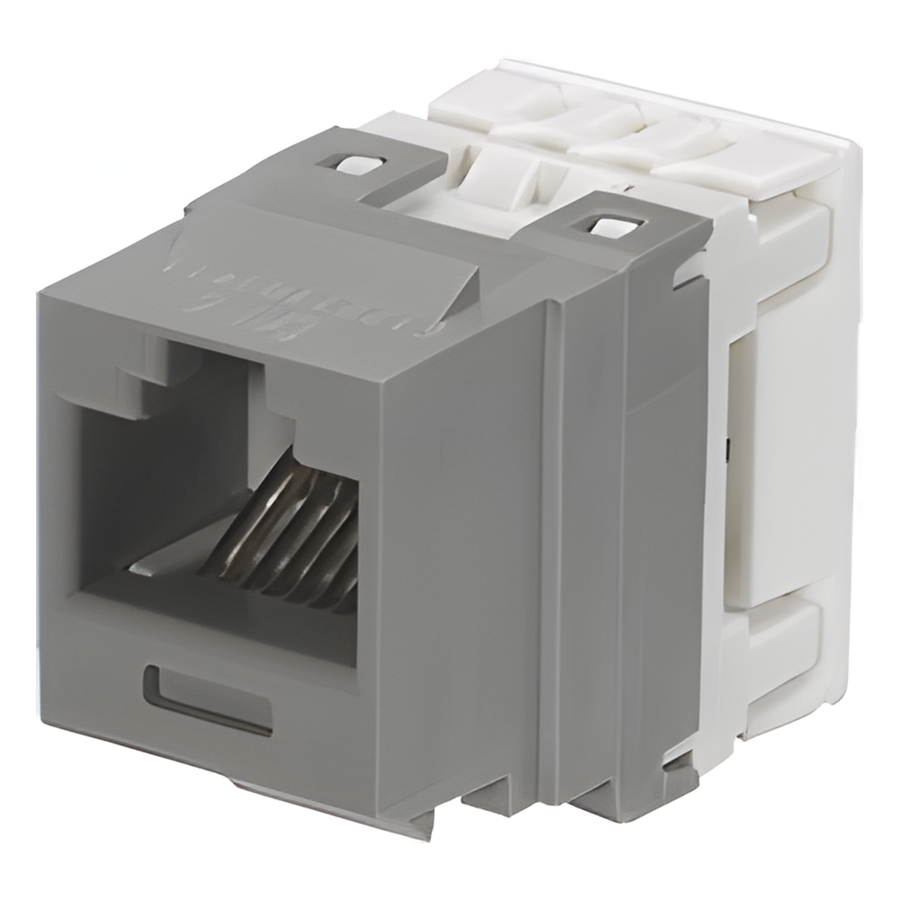 Conector Jack Estilo 110 (de Impacto), Tipo Keystone, Categoría 6, de 8 Posiciones y 8 Cables, Color Gris