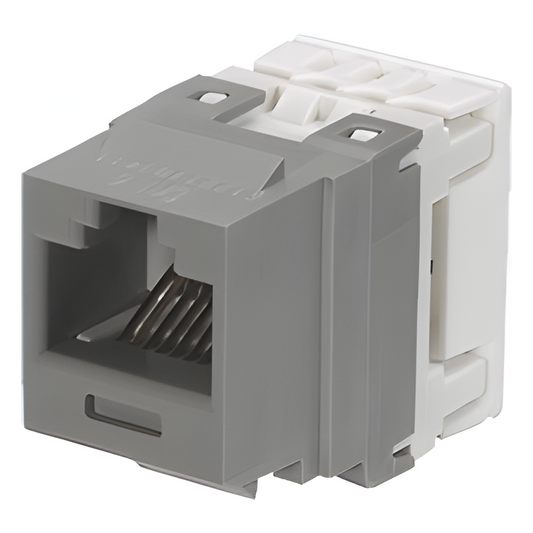 Conector Jack Estilo 110 (de Impacto), Tipo Keystone, Categoría 6, de 8 Posiciones y 8 Cables, Color Gris