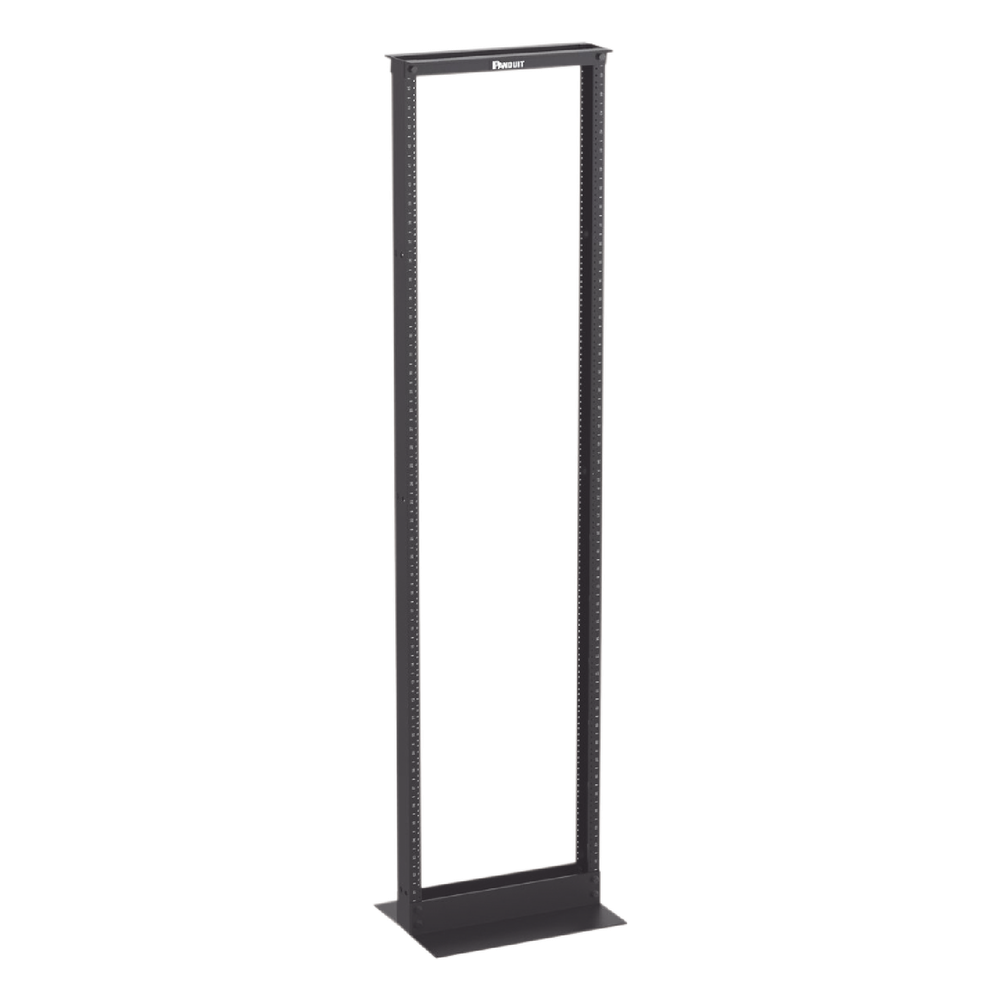 Rack de Dos Postes Estándar de 19 in, Rieles Numerados y Roscados #12-24, Fabricado en Aluminio, 45 Unidades de Rack, Color Negro